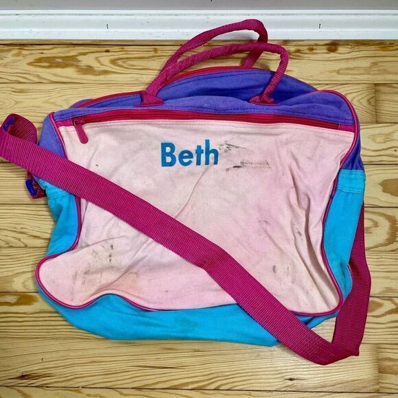 Vintage Lillian Vernon Color block duffle bag Customized Beth Monogram Zipper 90 - Picture 8 of 8